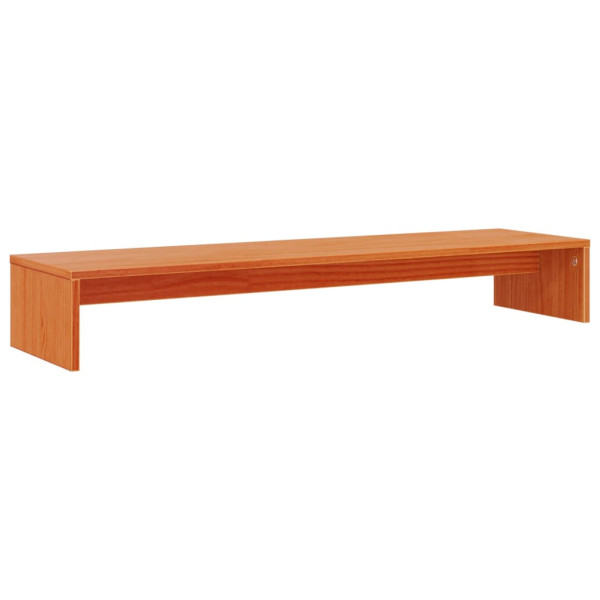 Soporte de monitor madera maciza pino marrón cera 100x27x15 cm M 2