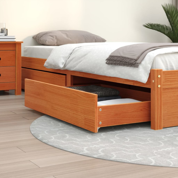Cajones de cama 4 uds madera maciza de pino marrón cera D