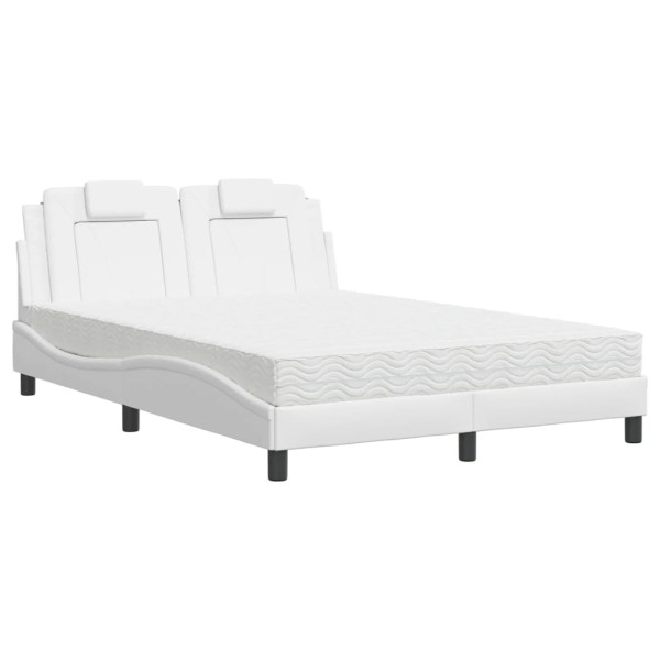 Cama com colchão 140x200 cm couro artificial branco M 3