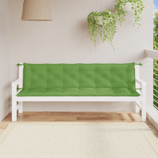 Cojines para banco jardín 2 uds tela verde melange 200x50x7 cm M 3