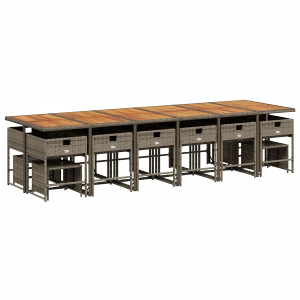 Set comedor de jardín 17 pzas y cojines ratán sintético gris M 5