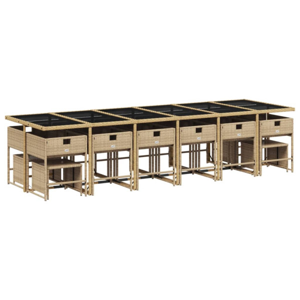 Set comedor de jardín 17 pzas con cojines ratán sintético beige M 5