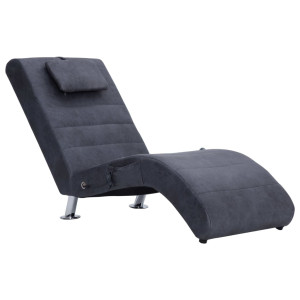 Chaise longue de massagem c/ almofada camurça artif. cinzento H