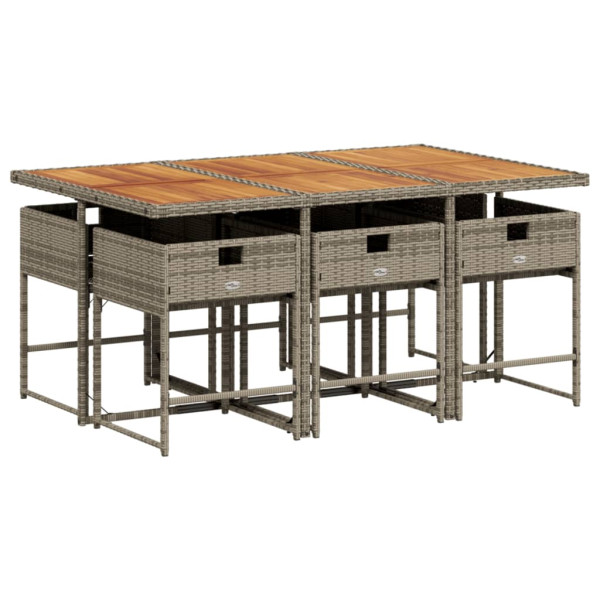 Set comedor jardín 7 pzas y cojines ratán sintético gris M 4