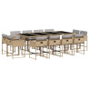 Set comedor de jardín con cojines 13 pzas ratán sintético beige 2