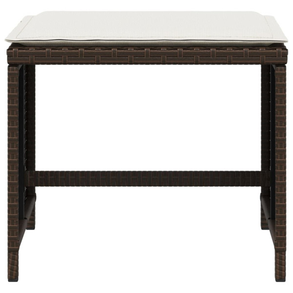 Bancos jardim com almofadões 4 pcs 40x40x35 cm vime PE castanho M 5