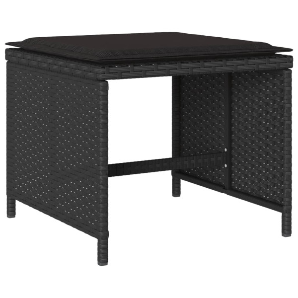 Set comedor de jardín con cojines 13 pzas ratán sintético negro M 3