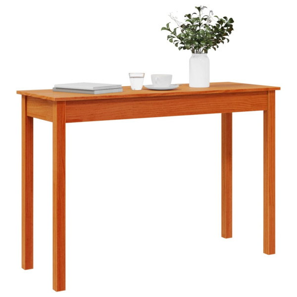 Mesa consola madera maciza de pino marrón cera 110x40x75 cm M 4