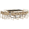Set comedor de jardín 11 pzas con cojines ratán sintético beige 2