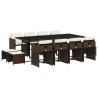 Set muebles de jardín 13 pzas y cojines ratán sintético marrón 2
