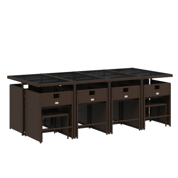 Set muebles de jardín 13 pzas y cojines ratán sintético marrón M 3