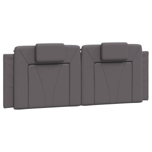 Almofadão de cabeceira 140 cm couro artificial cinzento H