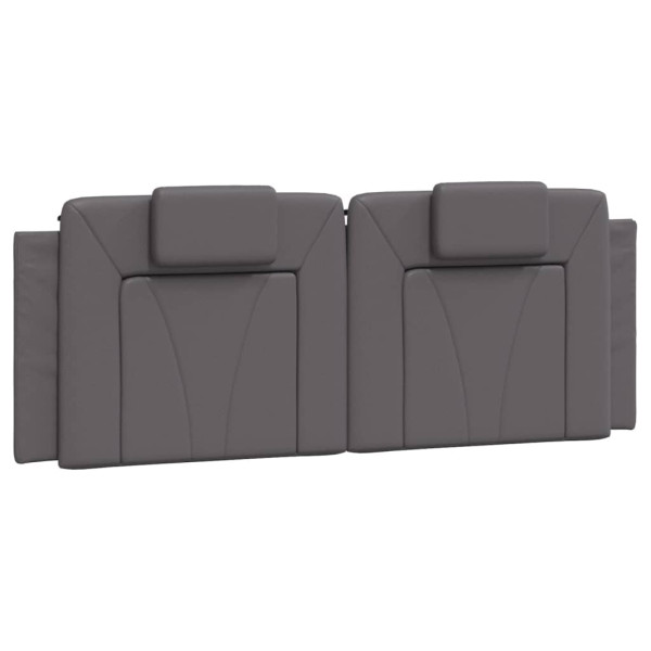 Cabecero de cama acolchado cuero sintético gris 140 cm M 2