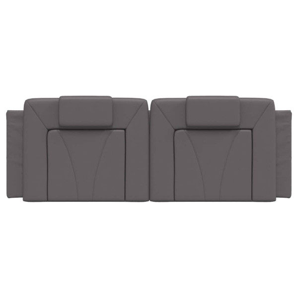 Almofadão de cabeceira 140 cm couro artificial cinzento M 5
