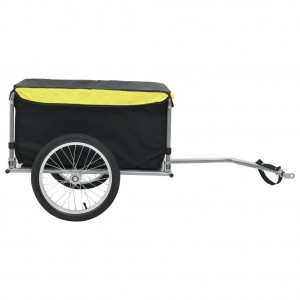 Remolque de carga para bicicletas negro y amarillo 65 kg H