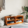 Mueble zapatero madera maciza de pino marrón cera 110x34x45 cm 3