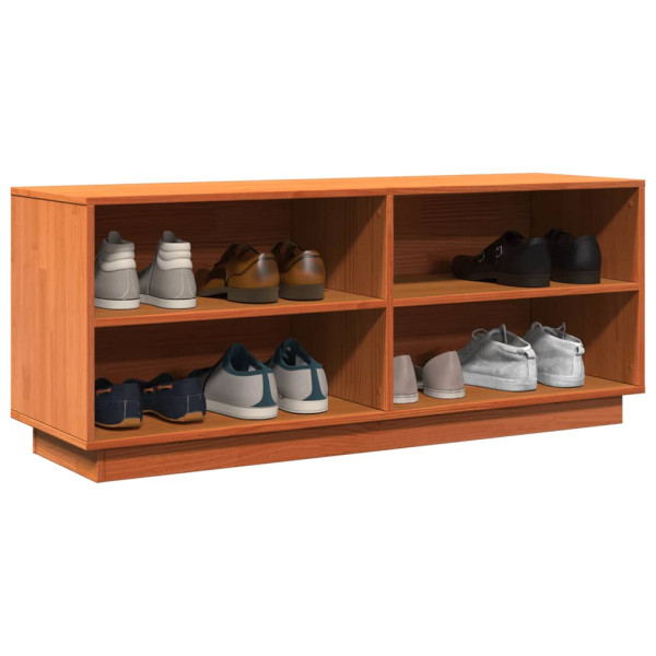 Mueble zapatero madera maciza de pino marrón cera 110x34x45 cm M 4