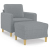 Sillón con taburete tela gris claro 60 cm 2