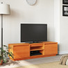 Mueble de TV madera maciza de pino marrón cera 140x35x40 cm 3