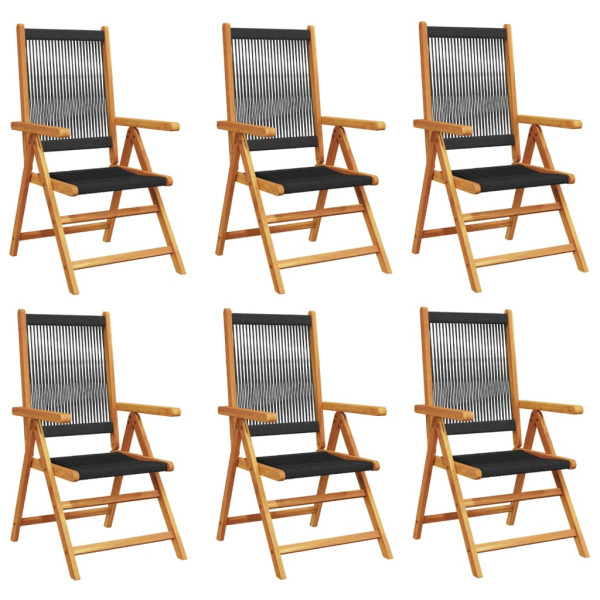 Sillas de jardín reclinables 6 uds madera maciza acacia negro M 2