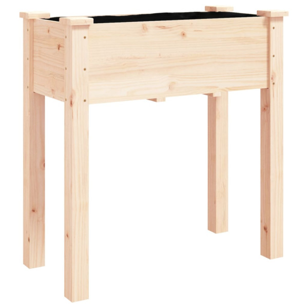 Jardinera con forro y ruedas madera maciza de abeto 71x37x80 cm M 3