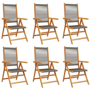 Cadeiras de jardim reclináveis 6 pcs acácia maciça cinzento H