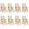 Sillas de jardín reclinables 8 uds madera maciza acacia beige 2