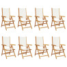 Sillas jardín reclinables 8 uds tela madera maciza blanco crema 2
