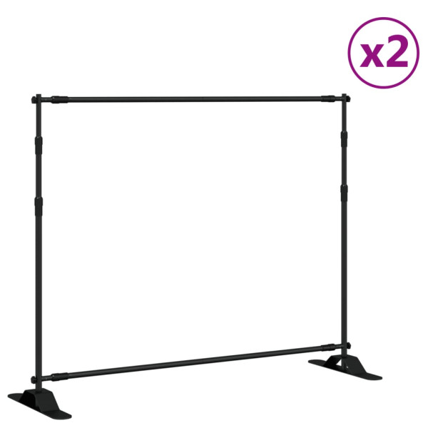 Suportes para fundos fotográficos 2 pcs 254x243 cm aço preto M 2