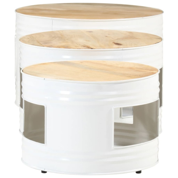 Mesas altas de bar forma tambor 3uds madera maciza mango rugosa M 5