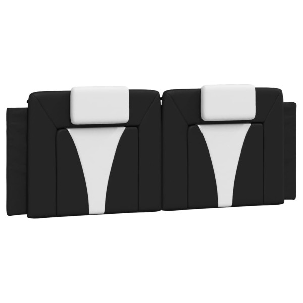 Cabecero de cama acolchado cuero sintético negro blanco 140 cm M 2