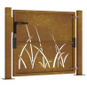 Puerta de jardín acero corten diseño hierba 105x105 cm 5