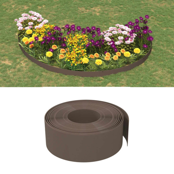 Borduras de jardín 4 uds polietileno marrón 10 m 20 cm D