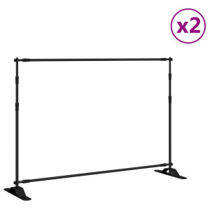 Suportes para fundos fotográficos 2 pcs 305x243 cm aço preto H