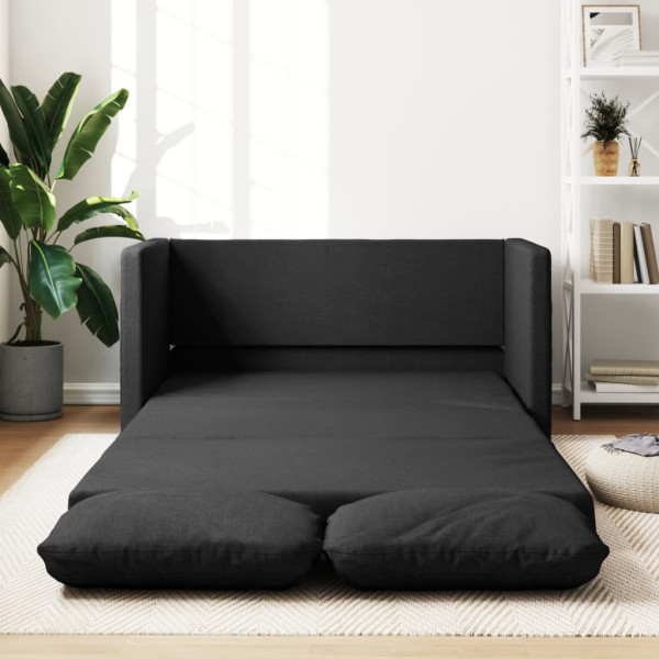 Sofá cama de suelo 2 en 1 tela negro 112x174x55 cm M 4