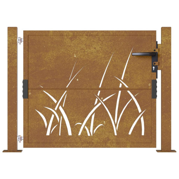 Puerta de jardín acero corten diseño hierba 105x80 cm M 4