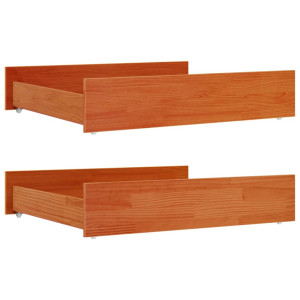 Cajones de cama 2 uds madera maciza de pino marrón cera H
