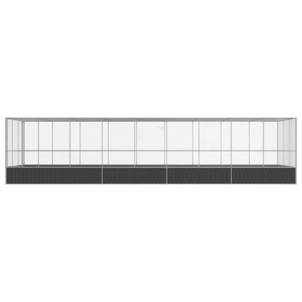 Aviário com extensão 932x307x212 cm aço prateado M 3