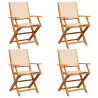 Sillas de jardín plegables 4 uds madera maciza y tela beige 2