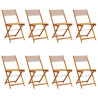 Cadeiras jardim dobráveis 8pcs tecido/madeira cinza-acastanhado 2