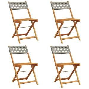 Cadeiras de jardim dobráveis 4 pcs vime PE/madeira maciça cinza H