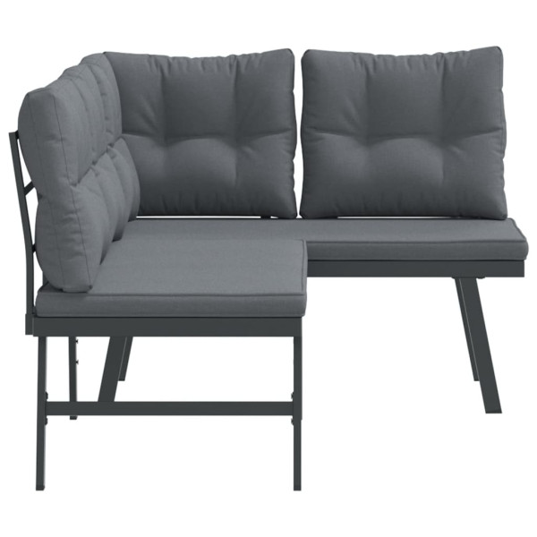 Bancos de jardim com almofadões 2 pcs aço revestido a pó preto M 4
