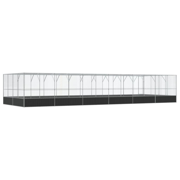 Aviário com extensão 1246x414x212 cm aço prateado M 5