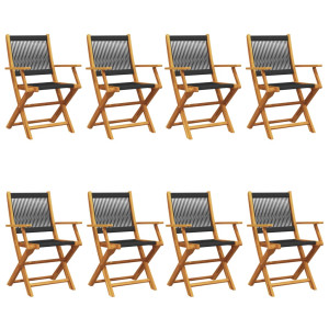 Cadeiras de jardim dobráveis 8 pcs madeira acácia maciça preto H