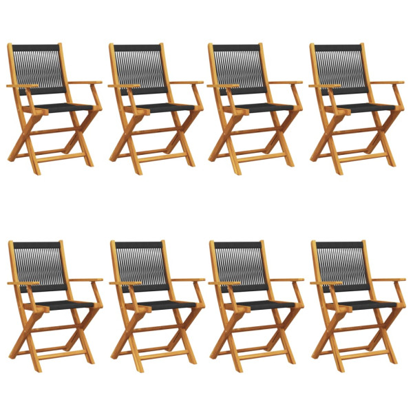 Sillas de jardín reclinables 8 uds madera maciza acacia negro M 2