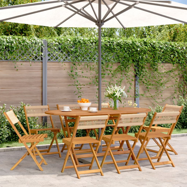 Sillas de jardín plegables 8 uds madera maciza acacia beige D