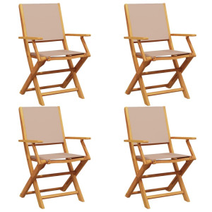 Cadeiras jardim dobráveis 4pcs tecido/madeira cinza-acastanhado H