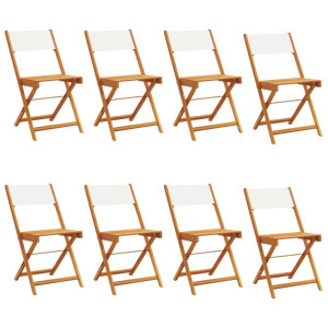 Sillas jardín plegables 8 uds tela madera maciza y tela crema H