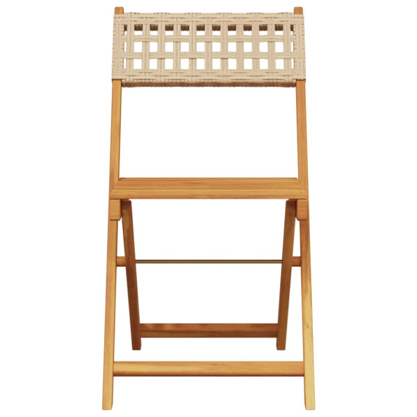Juego de bistro de 3 piezas ratán PE y madera maciza beige M 4