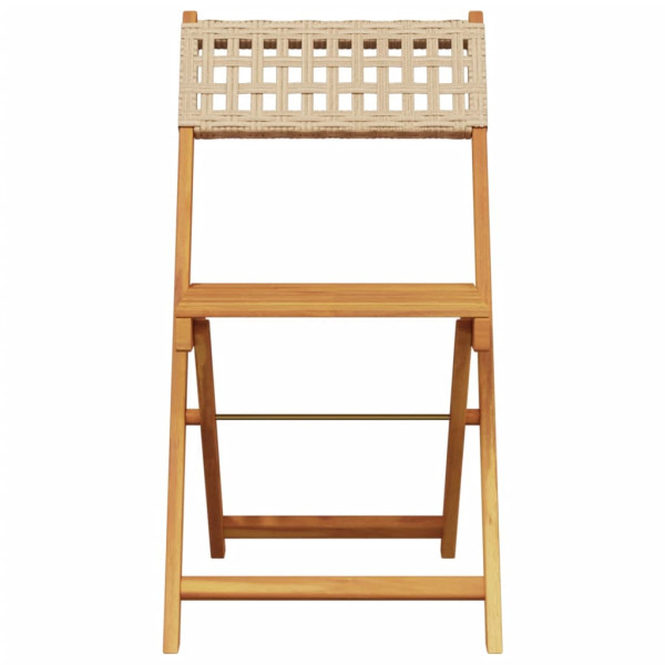Juego de bistro de 3 piezas ratán PE y madera maciza beige M 4